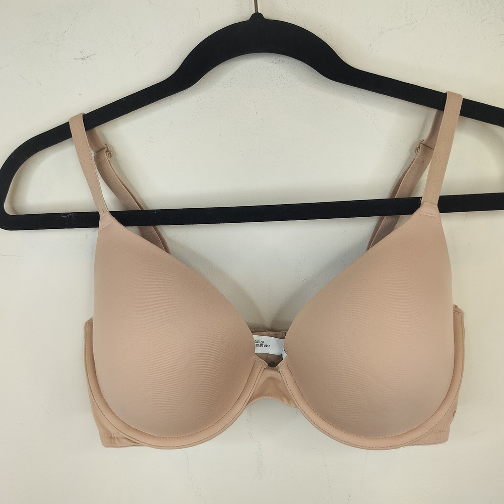 Pink Victoria's Secret T-Shirt Bra Women 34D Underwire Lightly Lined Nude